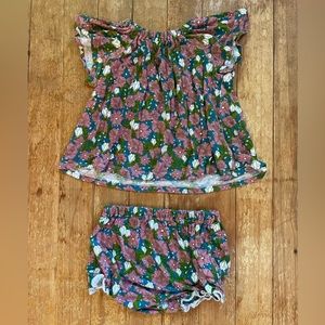 MilkBarn Floral Blouse & Bloomer Set